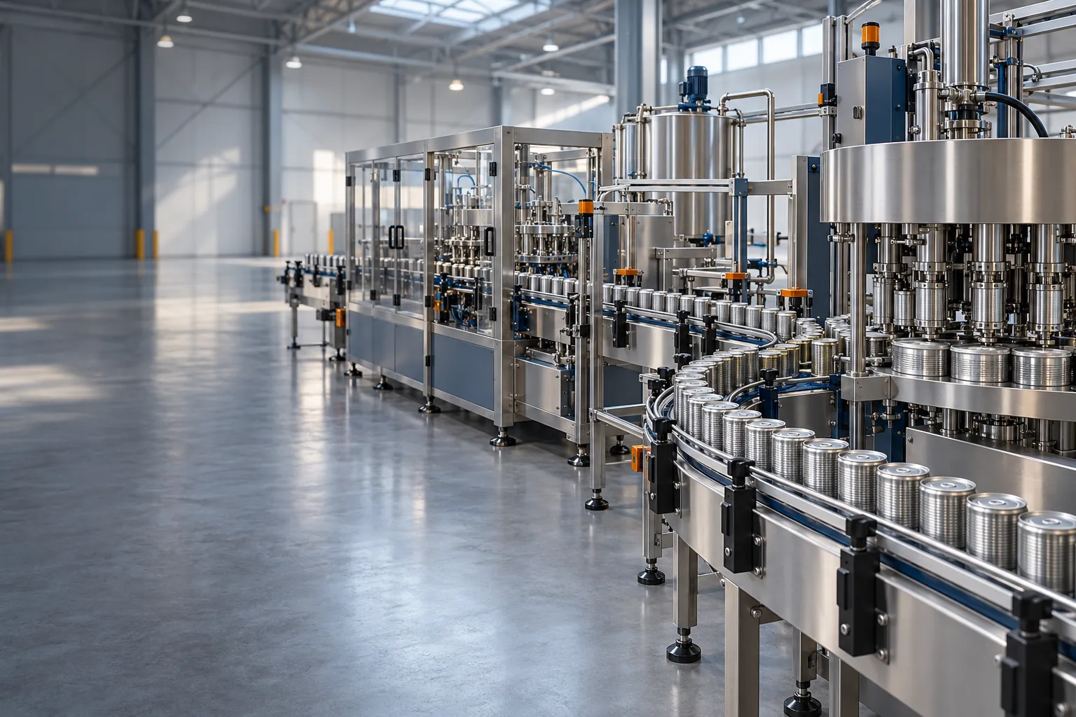 Conceptual canning line, not an actual factory
